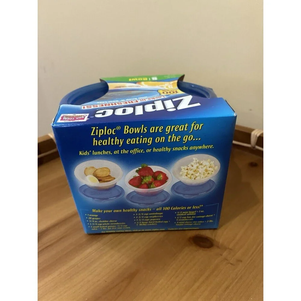 Ziploc Snap 'n Seal Bowls Small Short Round 1¾ Cups 14oz 5-Pack Containers Lids